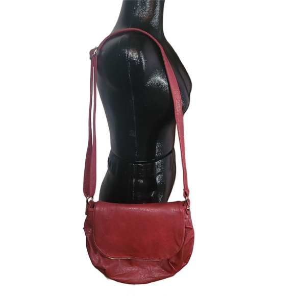 Pourquoi Pas Red Leather Shoulder Bag - Picture 1 of 7